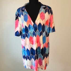 4/$20 Sale! Ticosa Oversize Stained Glass Pattern Top